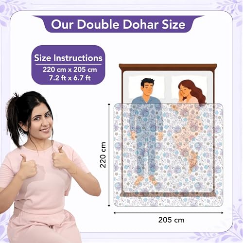 Image of Divine Casa Soft Cotton Dohar for Double Bed 220 x 205 cm, 120 GSM Lightweight Breathable Quilt for Summer and Mild Winter