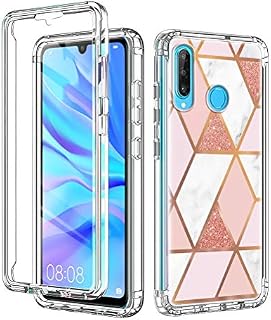 ZhuoFan for Huawei P30 Lite New Edition / P30 Lite Case 360 Full Body Shockproof Protection Skin Shell Clear Silicone TPU Design Slim Phone Case, Front and Back Cover for Huawei P30 Lite - Flower