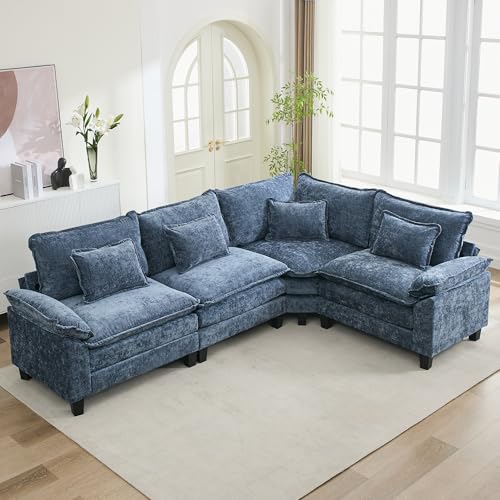 Image of URRED Oversized Modular Sectional Sofa,Blue:116 inch V Shaped