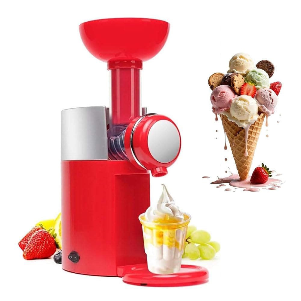 Ghygetrich Ice Cream Maker, Soft Serve Ice Cream Machine Soft Ice Cream Machine Ice Cream Maker Machine Red