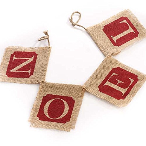100% Natural Jute Burlap Noel Rustic Christmas Banner Garland by Factory Direct Craft