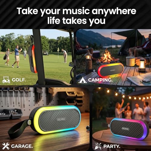 Image of GEARit Magnetic Golf Cart Bluetooth Speaker, 16W Loud Waterproof Portable Speaker, Wireless BT5.3 Golf Audio with RGB Light, TWS Pairing for Outdoor, Beach, Golf Accessories Gifts for Men