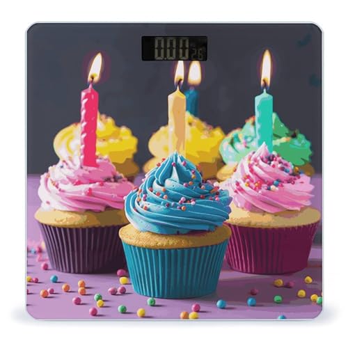 Báscula Digital de Vidrio Templado Colorful Happy Birthday Cupcakes miniatura 1