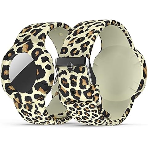 iSurecoube Air Tag Bracelet for Kids(2 Pack), Soft Silicone Air Tag Wristband Kids, Lightweight GPS Tracker Holder Compatible with Apple AirTag Watch Band for Child (Leopard) Cover