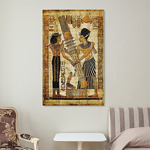 Tomart Art Print Ancient Egyptian Papyrus Hieroglyph Art Print Poster Canvas Painting Posters And Prints Wall Art Pictures For Living Room Bedroom Decor 24X36Inch(60X90Cm) Frame-Style #TOP6