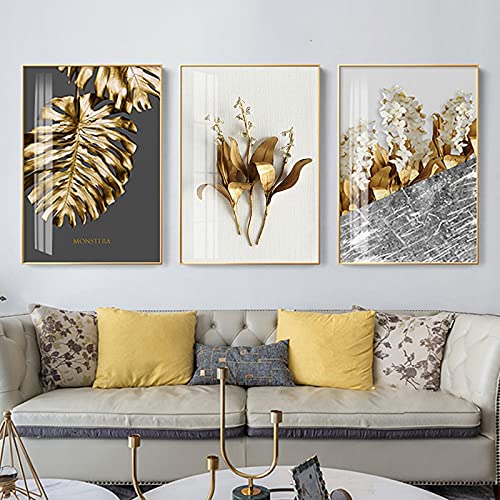 Image toile feuilles d'or décoration murale pour bureau et hôtel