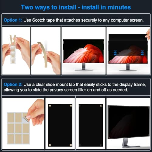 Image of 2 Pack 34 Inch Privacy Screen for Curved Computer Monitor fit 21:9 Aspect Ratio Widescreen Monitor - Anti Glare Blue Light Filter, Anti-Scratch Protector Film