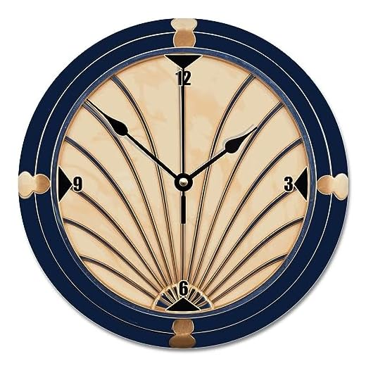 ArogGeld Classic Art Deco Style Wall Clock Vintage Wooden Round Clocks Decor 15 Inch Battery Operated Large Decorative Silent Wood Hanging for Bedroom Living Room