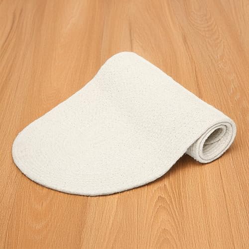 Image of Encasa XO Table Runner for 4 Seater | Handmade Ribbed Style Cotton | 30x91 cm | Off White | for Dining & Center Table