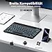 Vobafe Bluetooth Tastatur mit Telefonhalter für iOS/Android/Windows, Kabellose Tablet Tastatur für iPad/iPhone/Samsung/Laptop, Ultradünn Deutsche QWERTZ iPad Keyboard, 7 Farben Beleuchtete, Schwarz