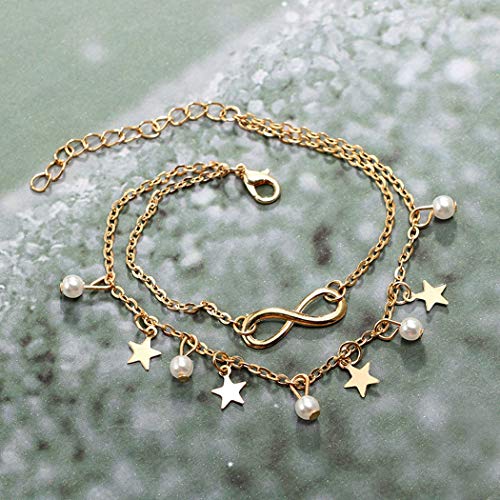 image for Shegirl Boho Infinite Anklet Bracelets Gold Layered Stars Anklet Chain