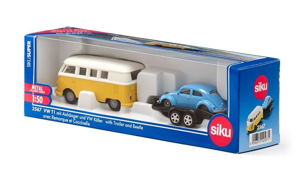 Amazon.com: Siku - Volkswagen T1 with Trailer and Beetle - Yellow