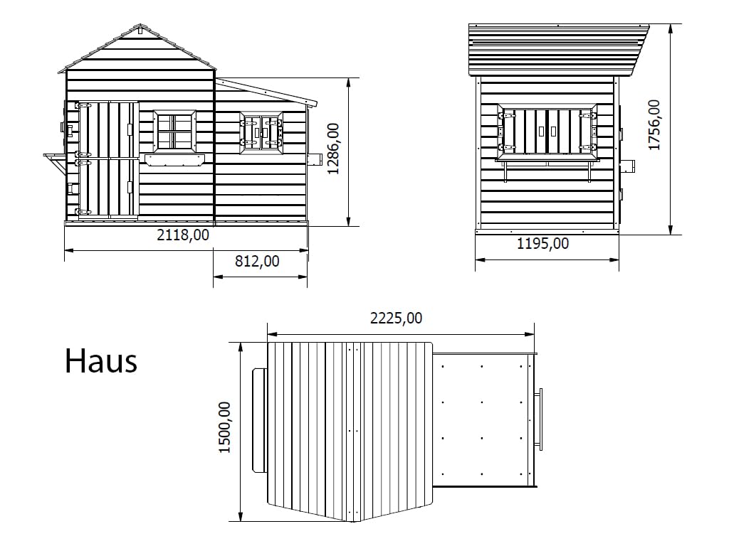 Spielhaus Butterfly XL KDI | 351x270x175 cm | Kesseldruckimprägniert | Mit Podest, Tür & 4 Fenstern | Inkl. Blumenkästen & Fußboden