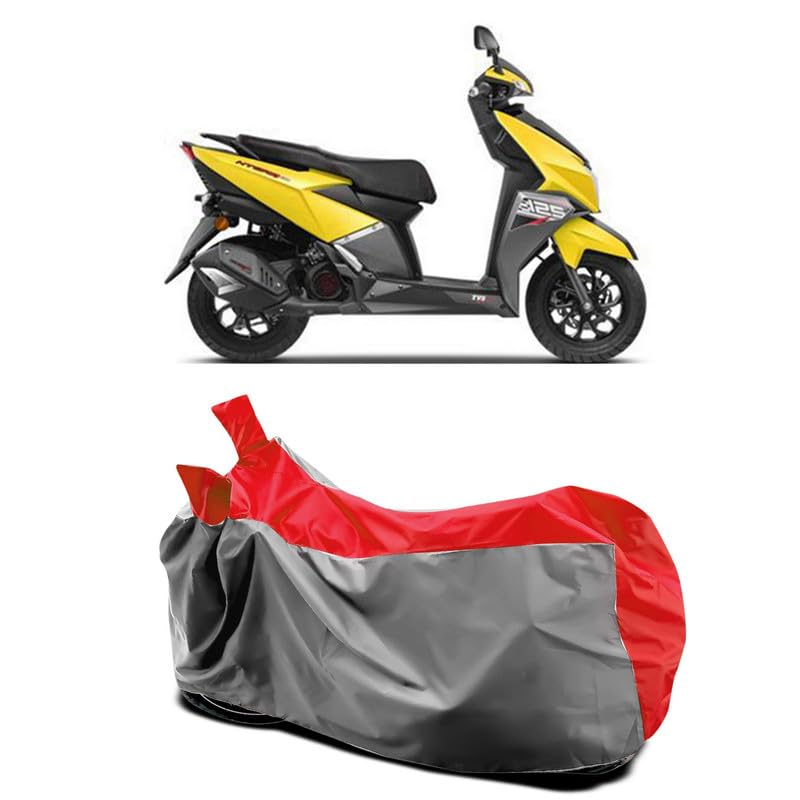 Image of DUFFEL-Two Wheeler Bike Body Cover Compatible for Tvs Ntorq 125 Heat Protectio /UV-Rays /Birds Dropping /DustProof /Waterproof All Variants [Gray Red]
