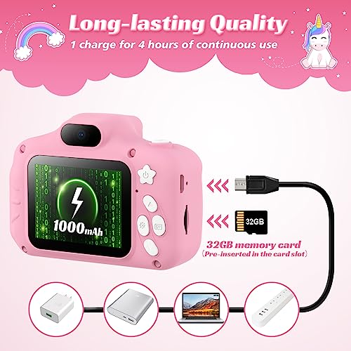 TIATUA Camara Fotos Infantil,1080P HD Selfie Video Cámara de Fotos para Niños,Videocámara Infantil con Pantalla de 2.0" y Tarjeta de 32 GB,Niños y Niñas de Años Regalos de Cumpleaño - imagen 7