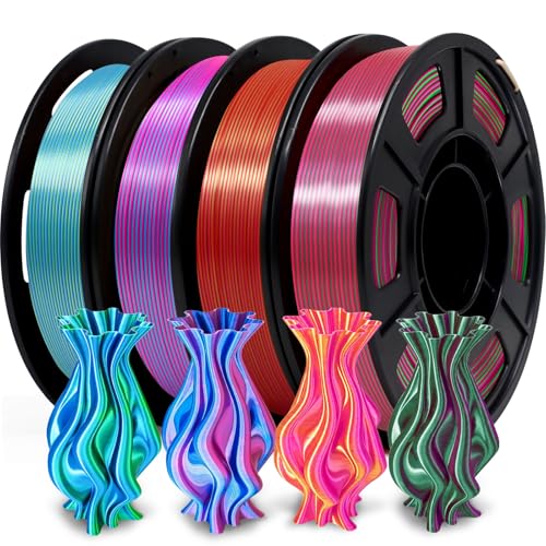 Image of YOUSU Silk Dual Color PLA Filament 3D Filament Coextrusion PLA Multicolor PLA Filament 1.75mm (± 0.02 mm) Compatible with Most of 3D Printer, 250g*4 Color Pack