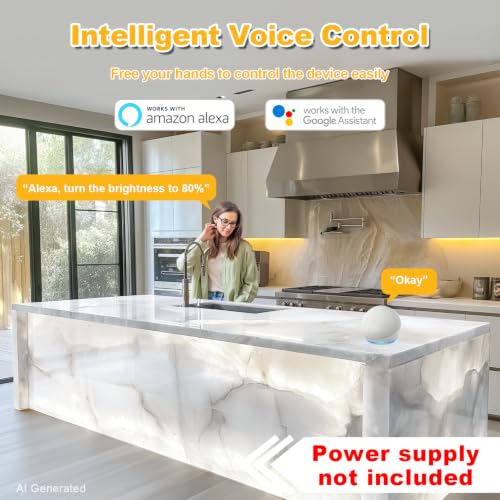 Image of Lichaser 16 Pack LED Backlight Sheet White 6000K 24V 36W, Dimmable LED Panel Sheet Work with Alexa, Flexible Backlit Light Remote & APP Control, 19.7X9.7 Inch for Marble, Onyx, Quartz Countertop