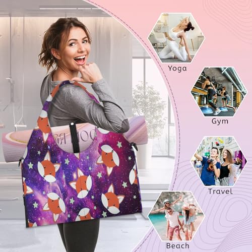 Bolsa deportiva con compartimento para zapatos Foxs Galaxy: diseño de zorro talla L para viaje 7