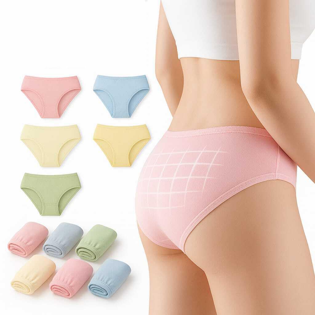 Cotton Disposable Underwear for Women – Soft, Breathable, Comfortable Travel Panties | Postpartum & Hospital Use | 100% Cotton, Individually Wrapped, High Waist Briefs (Pack of 5) Multicolour