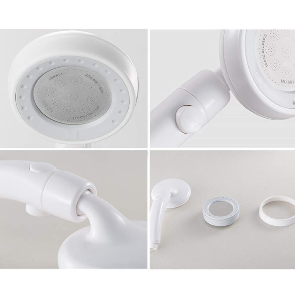 Cabezal de ducha de mano de alta presión con potente rociador, multifunción, regulador de flujo de baño, material ABS, azul (color: blanco)