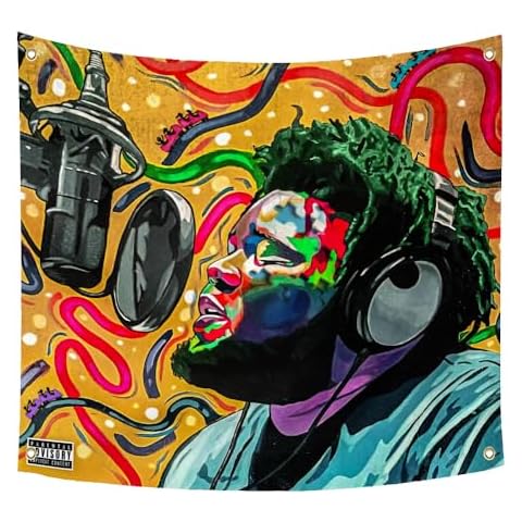 Zeaiicess Album Cover Tapestry for Rod Rapper Singer Wave Posters Comic Music Flags for College Dorm Man Cave and Parties Wall Hanging Decoration 4x4 Cover
