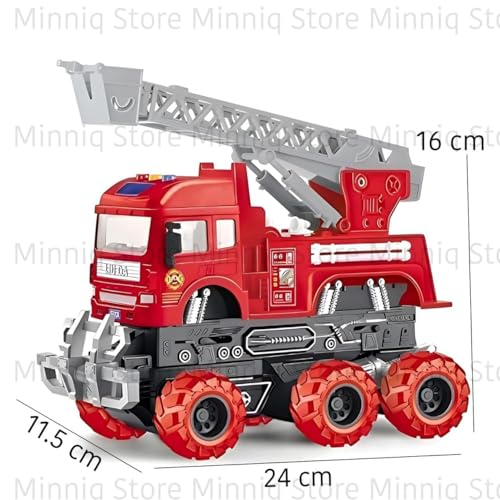 Image of Fire Resque 6x6 with Lights and Sounds Friction Powered Trailer Model Diecast Vehicle Truck Toys Best Birthday Gift for Kids (Fire Resque 6x6 Truck)