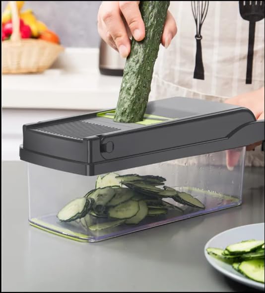 Miniatura 8 de Pro - Picador de verduras con 8 cuchillas: cebolla mandolina, cortador separador de huevos, rebanador de alimentos con recipiente para cocina