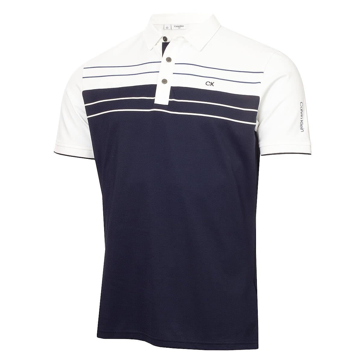 Calvin Klein (S, Navy) Mens Pinebrook Moisture Wicking Technical Golf Polo Shirt Blue