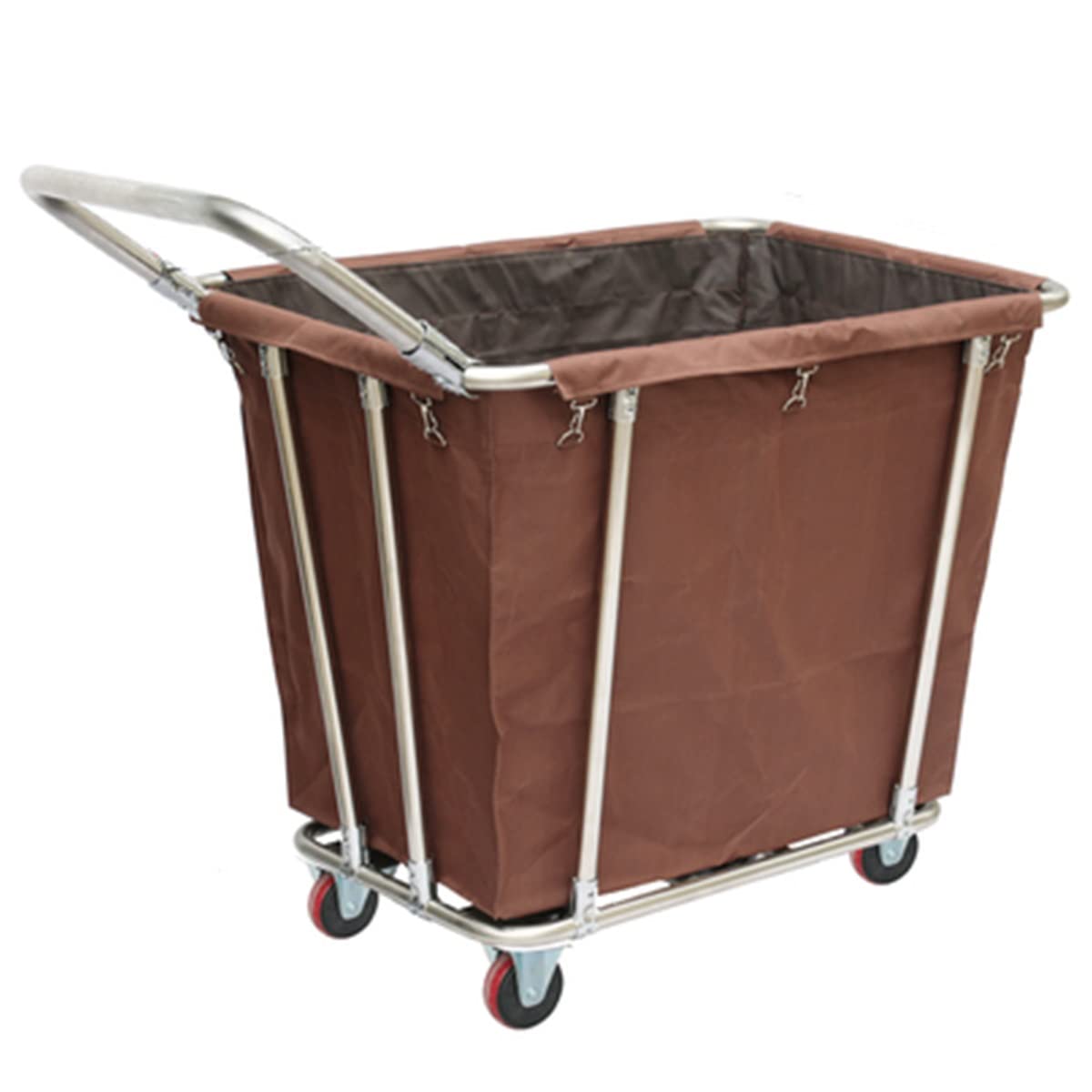 JYBNBBE Stainless Steel Laundry Sorter Hamper with Wheels and Handle Commercial Laundry Trolley for Home Hotel Removable Bags Included,Blue-B