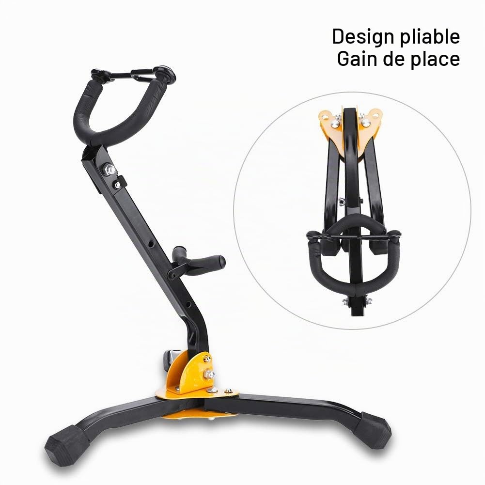 Nikou Support pour Saxophone Alto/Ténor, Stand Réglable en Métal Triangle Support Portable pour Saxophone Trépied Pliable, pour Accessoires d'instruments de Musique
