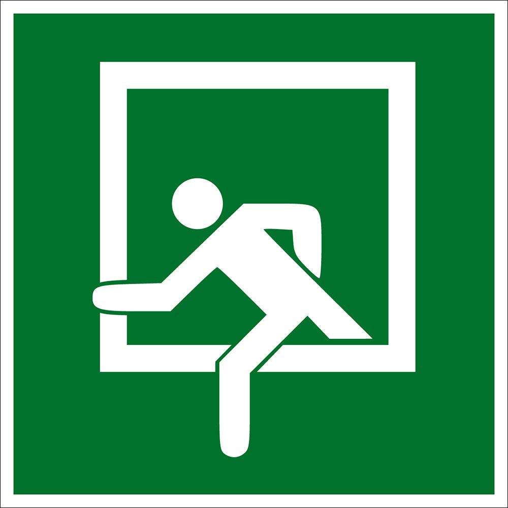 Fluchtwegschild - Notausstieg - Kunststoff Selbstklebend - Langnachleuchtend - 30 x 30 cm