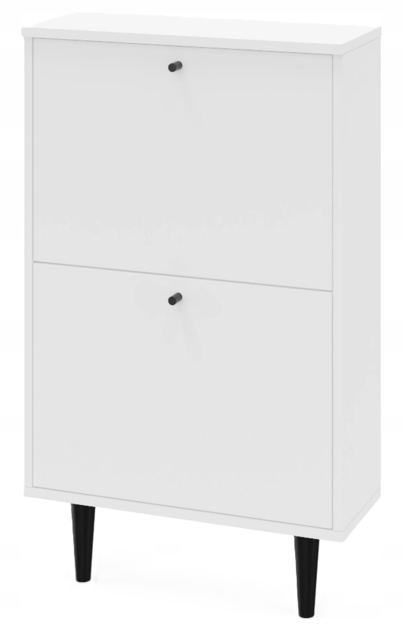 MATKAM Dotti 520 Schuhschrank in moderner Skandi-Optik, Ausklappbare Schuhablage, zusätzlicher Stauraum mit Einer Klapptür, Wandmontage (Weiß)