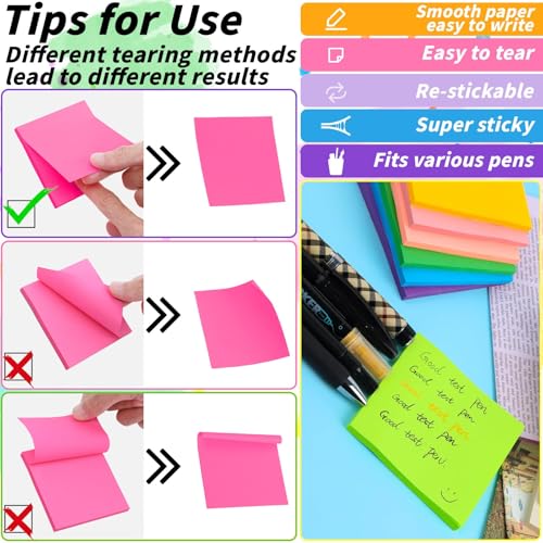 Image of 72 Pack Sticky Notes Bulk 3x3 Inch 36 Colors Colorful Memo Pads