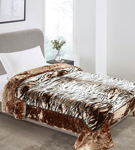 Image of Petals Dreams Blanket Single Bed for Heavy Winter,1100 GSM, 2 Ply, Cloudy Mink Blanket (170x230 cm) (Leopard 03)