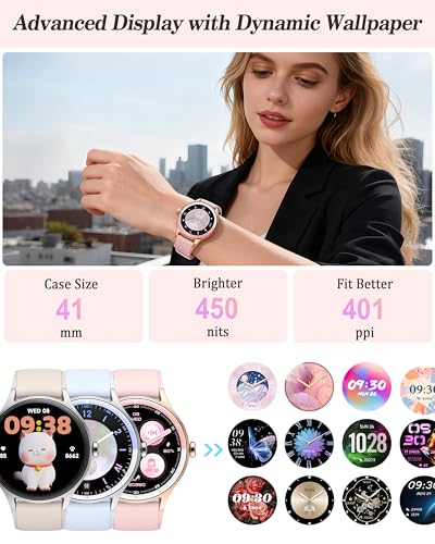 Image of Smart Watch for Women, Ladies & Men, 1.27'' Fitness Watch [41mm case] with Call Receive /Dial, Heart Rate /Stress /Sleep Monitor, AI Voice, IP68 Waterproof Smartwatch with Calculator, Calendar, Games