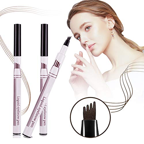 Eyebrow Tattoo Pen,Microblading Eyebrow Pen,Waterproof Eyebrow Pencil,Liquid Eyebrow Pencil with Four Tips,3 Colors Long-Lasting Waterproof Smudge Proof Eyebrow Pen