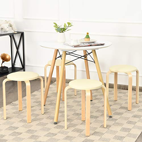 image for COSTWAY 4-Pack Bentwood Stack Stools, 18.5-Inch Portable Stackables wi