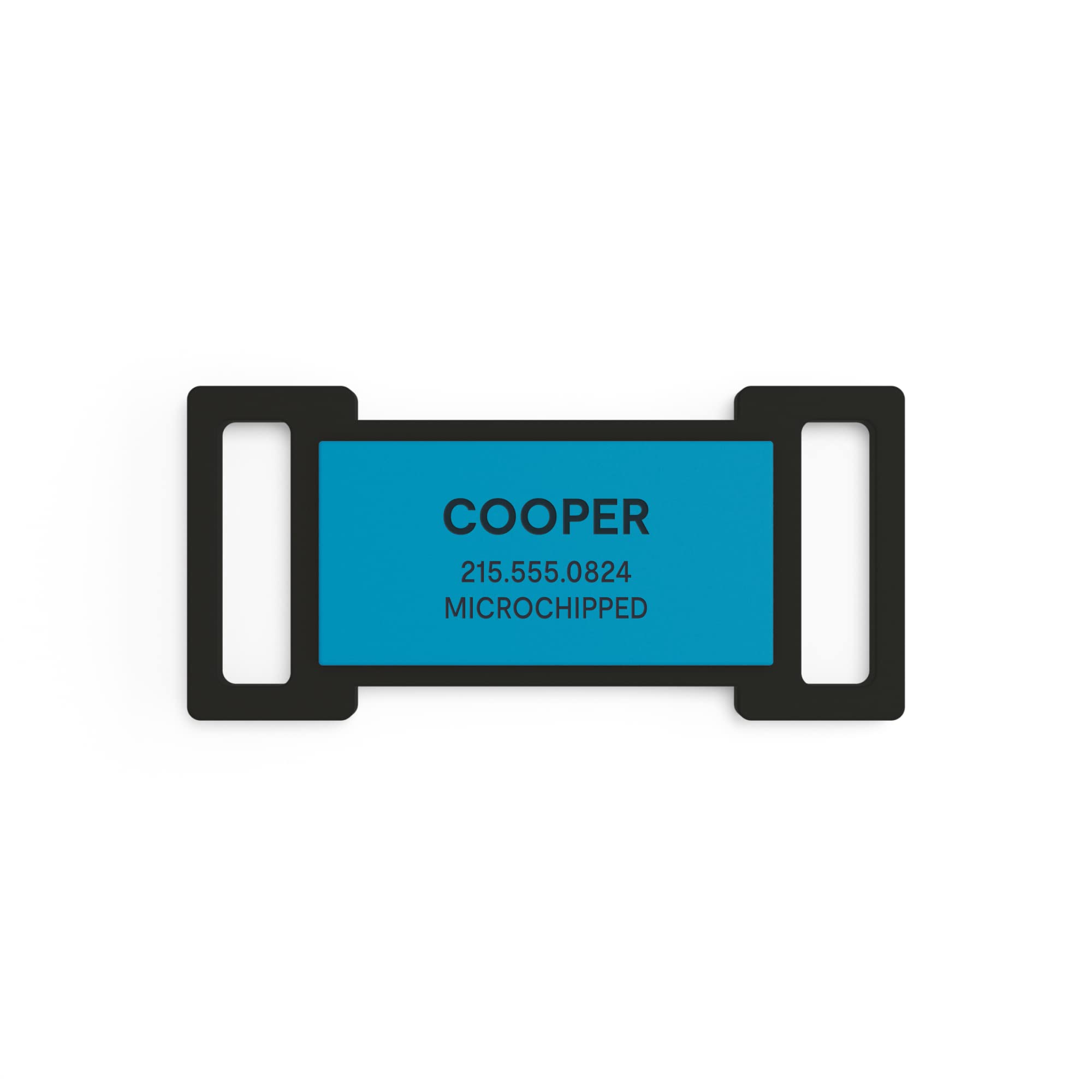 QALO Customized Slide Over Pet ID Tag, Durable Personalized Dog & Cat Name Tag, Custom Engraved Silicone ID Dog Tags and Cat Tags, Jingle-Free & Lightweight, Blue, Medium