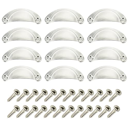 CEEYSEE 12 Pezzi Maniglie per Mobili 81mm * 35mm Pomelli per Mobili Vintage Cucina Cassetti Maniglie Shell Coppa Semicerchio Pull Pomelli con Viti per Porte Armadio Pomello (YLSYS)