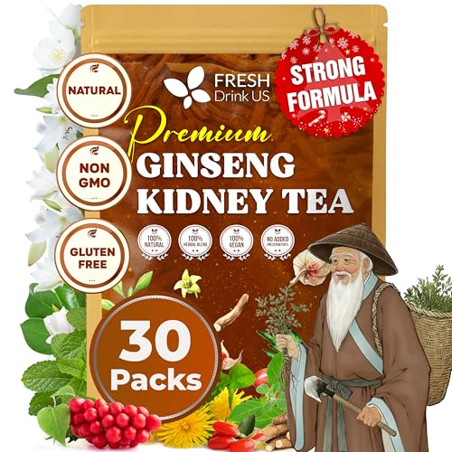 Image of FreshDrinkUS, Ginseng Kidney Tea - 30 Packs of Herbal Detox & Vitality Support | 100% Natural Roots & Berries | Caffeine-Free | Adaptogenic Blend for Energy, Kidney Health, and Wellness