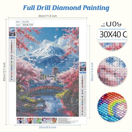 Jawecci Scenery Diamond Painting Kits, 5D DIY Diamond Painting Mountains Kits for Adults Beginners, Full Drill Round Diamond Art Painting Dots Craft Set Gifts 30X40cm