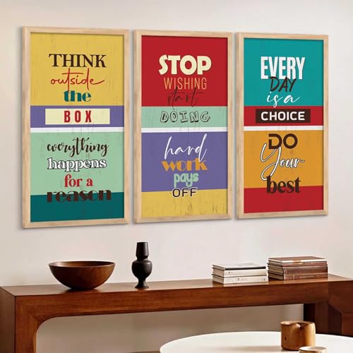 Image of kotart - Wall Hanging Paintings For Office Living Room Bedroom | Motivational Quotes Poster With Frame | Painting for wall Hanging | Quotes Wall Decor Poster With Frames Set of 3 (10x19 inch, G)