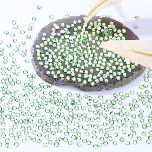 Image of Light Green Flatback Rhinestones, Glass Rhinestones for Nail Art and Craft, Glue Fix, Loose Crystal Gemstones(Lt.Green, SS8, 2880pcs, 2.3-2.5mm)