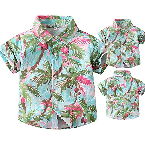 Boys Short Sleeved Everything Shirt Beach Coconut Print Casual Shirt Casual Outing Beach Side Top Boys Large2