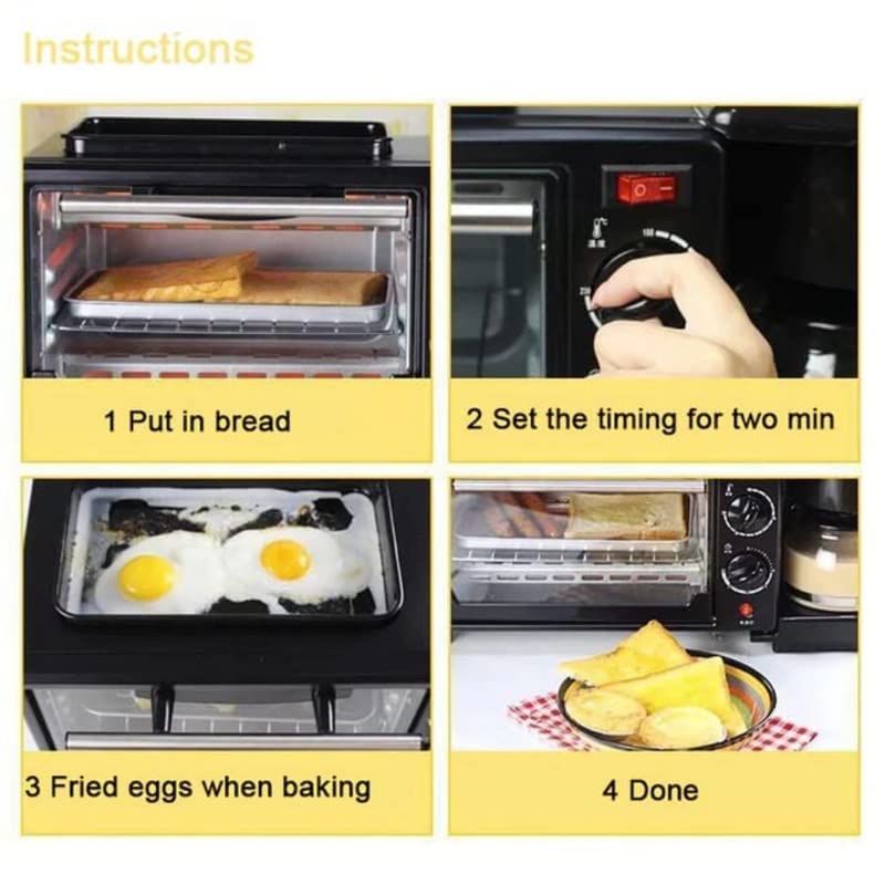 Image of MultiChef Pro 3 in 1 Breakfast Maker With Oven Toaster Griller, Coffee Maker, Frying Pan | Adjustable Temperature & Timer, Bake, Grill & Toast- Black