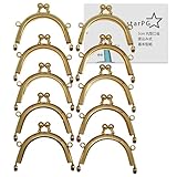 starPG 5cm 丸型 がま口口金 差し込み式 型紙付き ハンドメイド パーツ ホビー用 業務用 10個セット (ゴールド)