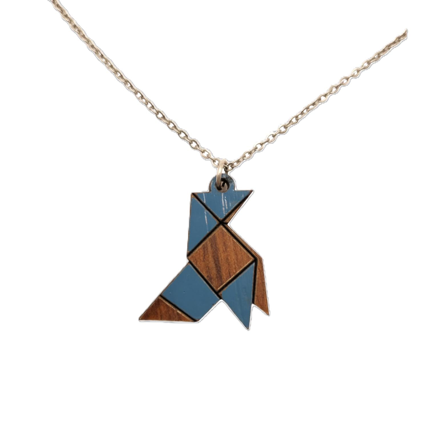 Sastree Colgante Pajarita Original Mujer Azul | Edición Limitada Solo 365 Unidades | Madera Sostenible Pintado a Mano | Detalle Exclusivo y Elegante (Acero Inox Plata)