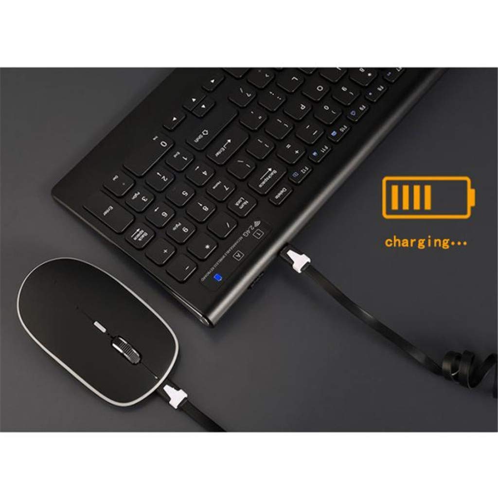 Teclado inalámbrico Bluetooth con ratón óptico de Juego Conector Receptor USB Compacto Negro