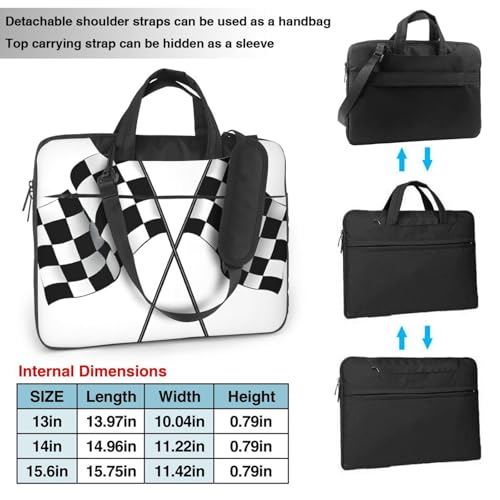Maletín slim para laptop con correa negro y blanco miniatura 4