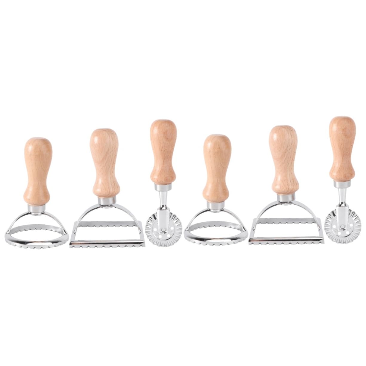 PRETYZOOM 6pezzi Stampo Per Biscotti Pizzo Con Manico Legno Di Utensili Per Pasta e Dolci Rotondo Quadrato Per Cucina e Decorazioni Fai Te